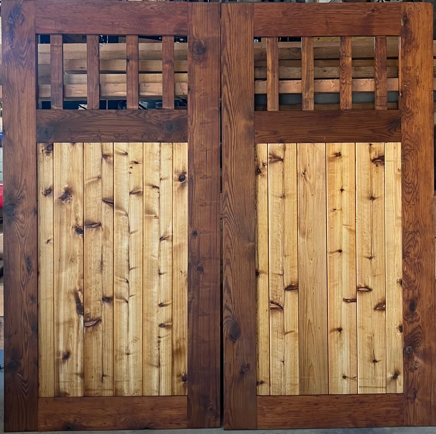Handcrafted Cedar Wood Gate/Entry Door with Decorative Upper Window