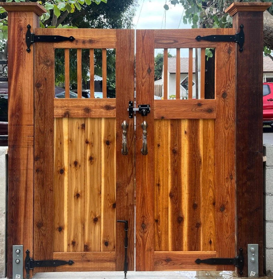 Handcrafted Cedar Wood Gate/Entry Door with Decorative Upper Window