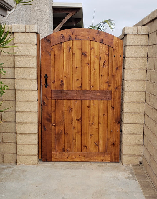 Arch-top Cedar Garden Gate - Handcrafted For Interior & Exterior Use